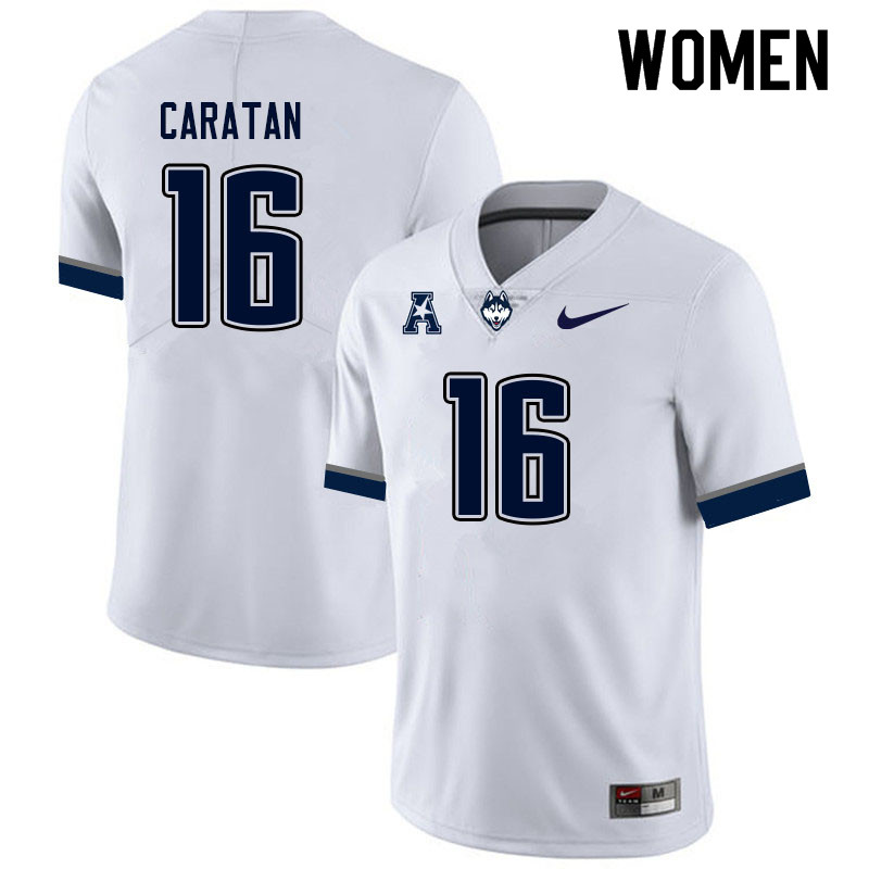Women #16 George Caratan Uconn Huskies College Football Jerseys Sale-White